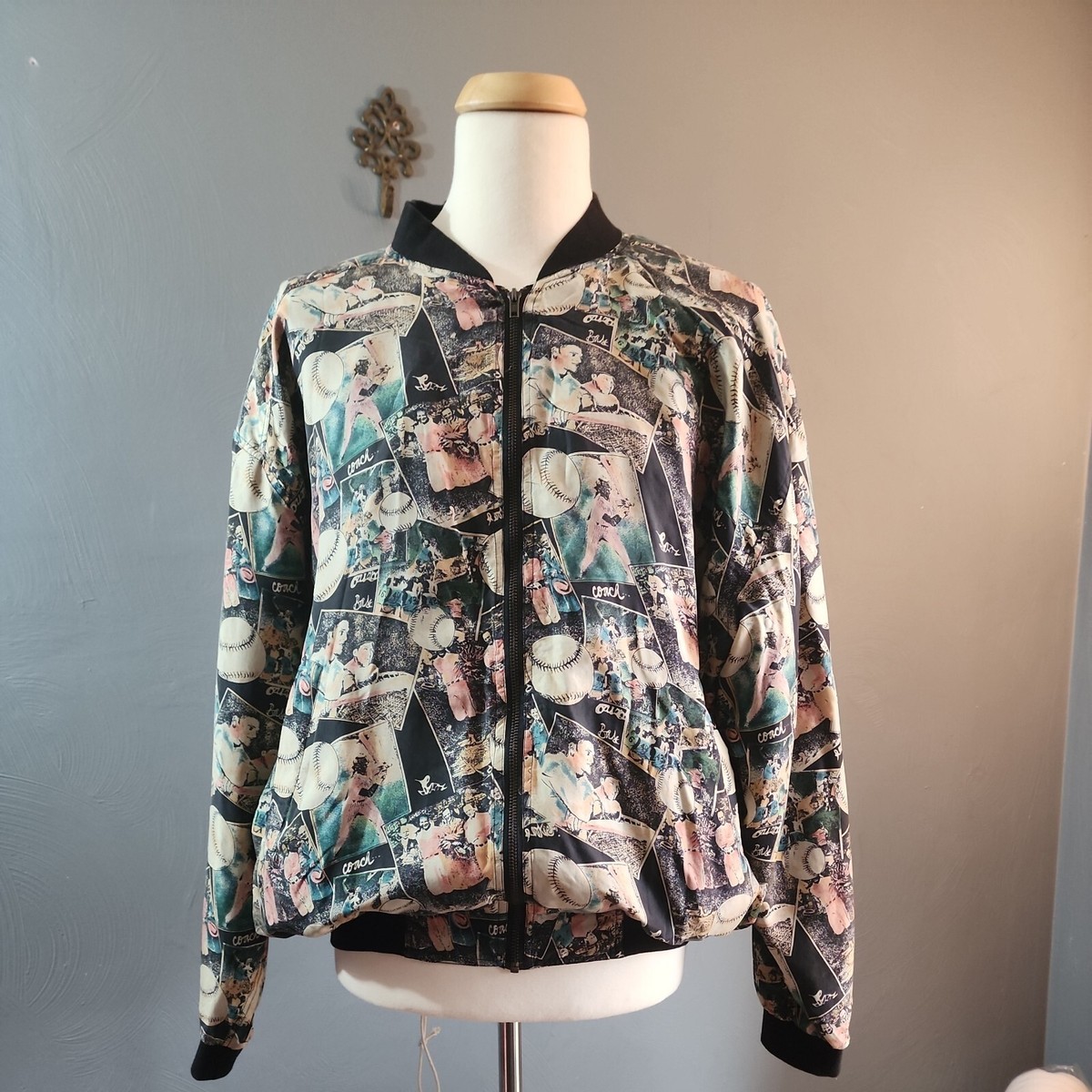 Vintage 1990's Robert Stock Jacket 100% Silk Lined Full Zip