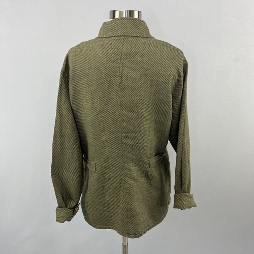 Flax Jeanne Engelhart Green 100% Linen Full Zip Jacket Coastal Boho Minimalist S - Picture 7 of 16