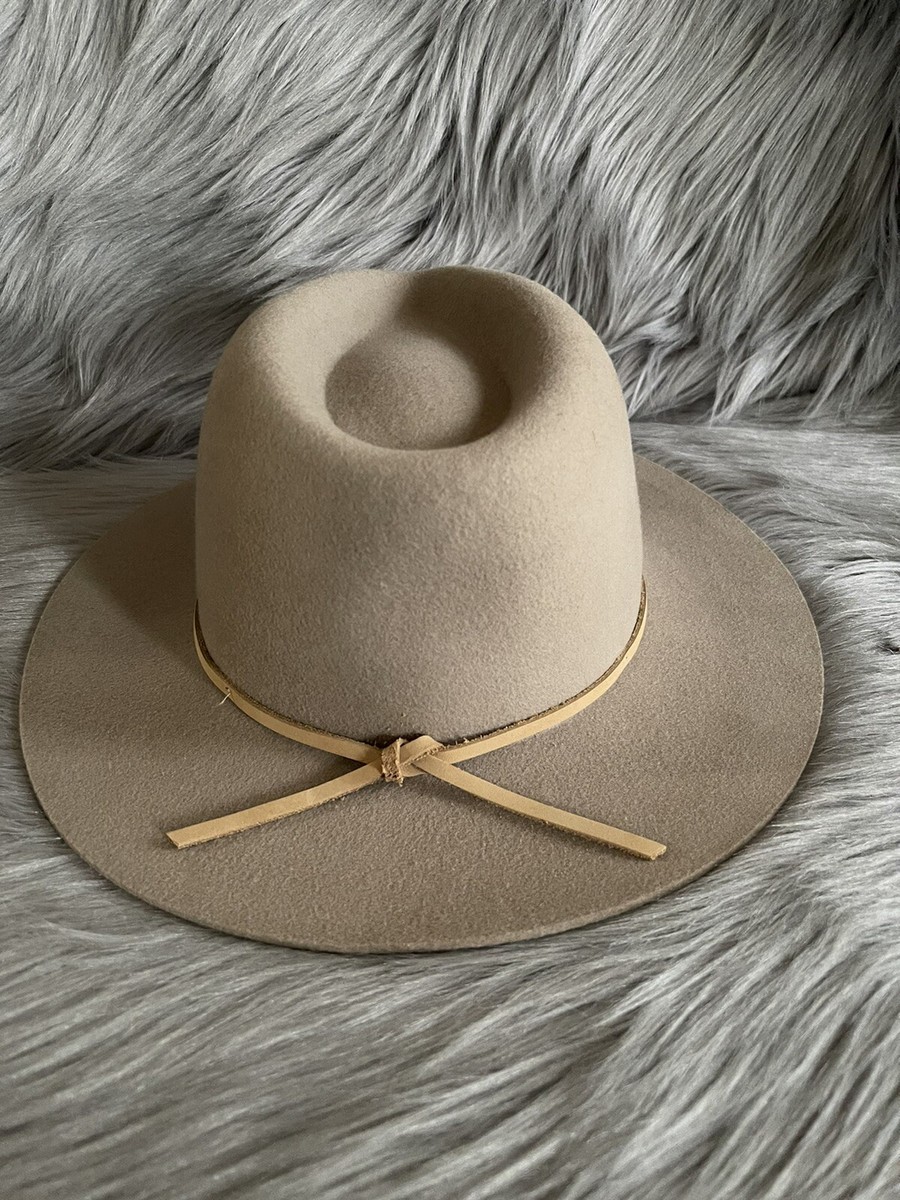 Brixton Mens Wesley Medium-Brim Wool Fedora Hat Light Tan Size