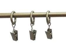 3/4" Round Metal Antique Gold Finish Clip-On Pinch-On Slide Cafe Rings - 10-Pack