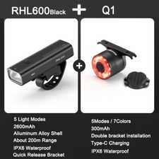 ROCKBROS Bicycle Light Sets MTB Bike Front Rear Lamp USB-C LED Headlight 1500LM