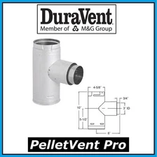 DURAVENT PELLETVENT PRO Pipe 3" Increaser Adapter Tee with Cap #3PVP-TADX4 NEW!