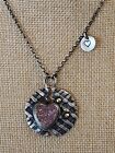 Sterling Silver One Of A Kind Necklace With Druzy Heart Pendant 1.62"