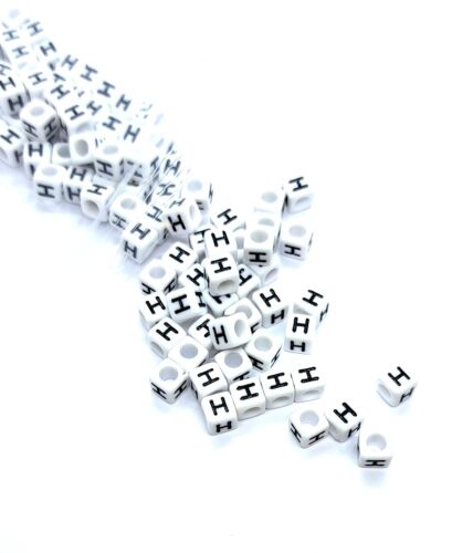 100pcs 6mm white cube mixed, vowel and single letters acrylic Alphabet beads - Picture 11 of 33