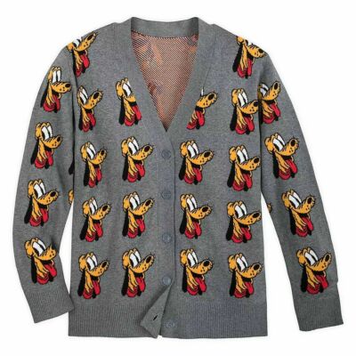 Disney Store Pluto Dog 90th Anniversary Varsity Grey Cardigan Adult Size Small