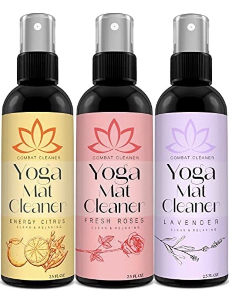 Combat Cleaner Yoga Mat Spray with Microfiber Towel 3-Pack