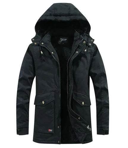 Männer Gewaschte Baumwolle Dicke Fleece Casual Winter Warme Jacke Parkas Mantel - Bild 24 von 30
