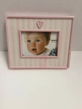 Nexxt Pink & White Stripe Button Mini Picture Frame 2.5" X 3.5" Easel Back BNWT!