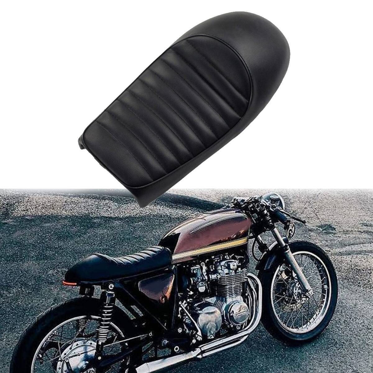 MOTO GUZZI ブラックシート For Moto Guzzi Suzuki Kawasaki Black Motorcycle Hump Cafe