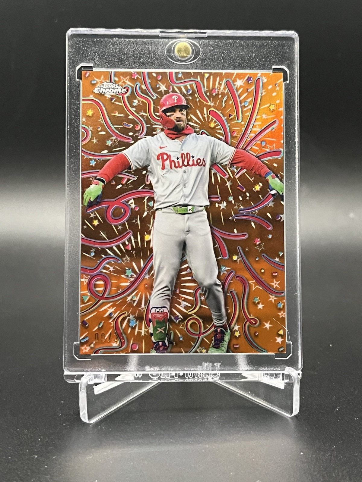 2024 Topps Chrome Update Bryce Harper Orange Celebracion #9/25 Phillies