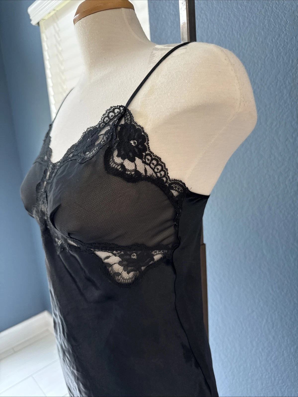 UNDERCOVER Raro abito slip vintage y2k taglia S nero victoria secret pizzo busto trasparente