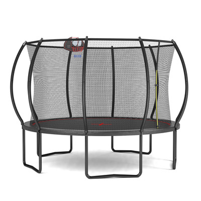 YC 12FT Trampoline Pumpkin Outdoor Trampoline for Kids w/Basketball Hoop Board