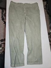 Vintage Orvis Wide Wale Corduroy Pants Tan Leather Trim Men’s 42x32