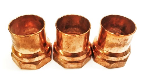Unbranded 1-3/4" Sweat x 2-1/4" Female Copper Coupling [Lot of 3] NOS