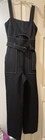 Topshop Black Sleeveless Jumpsuit Belted Contrast Stitching Square Neck Pockets — photo 1