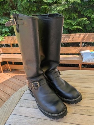WESCO Boss 16'' Black Pebble Leather Engineer Boots Vibram Custom Men's US 9.5