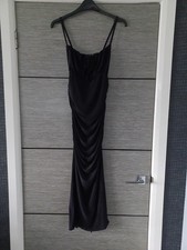 Ladies Boohoo Black Ruched Bodycon Dress UK 10 VGC