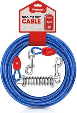 Dog Tie Out Cable 30ft with Spring, Heavy Duty Dog Leads for Yard