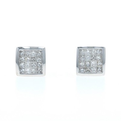 Weißgold Diamant Cluster Ohrstecker Cluster Ohrringe - 14k Princess 1,50ctw