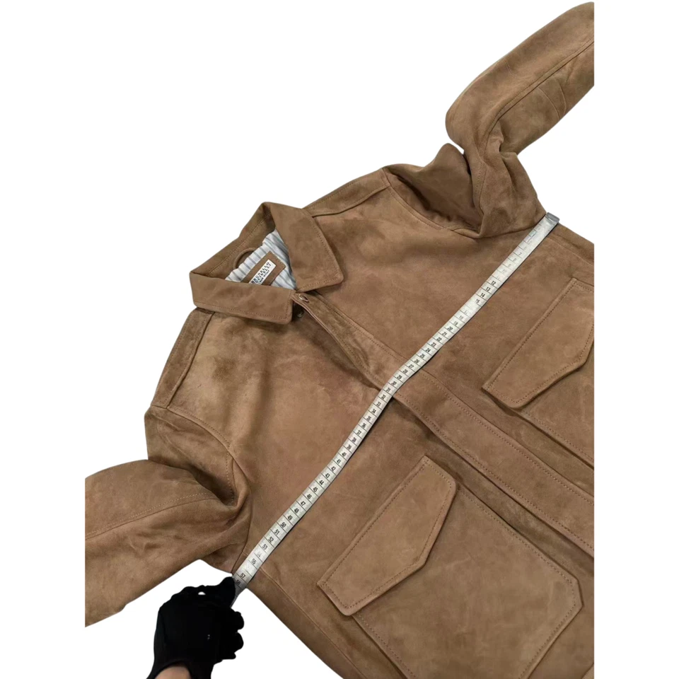 Brunello Cucinelli Suede Full-Zip Jacket L New $6229 - Image 3 of 4