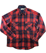 Vintage Men's Sears Roebuck Wool Blend Flannel Shirt Long Sleeve Size Large