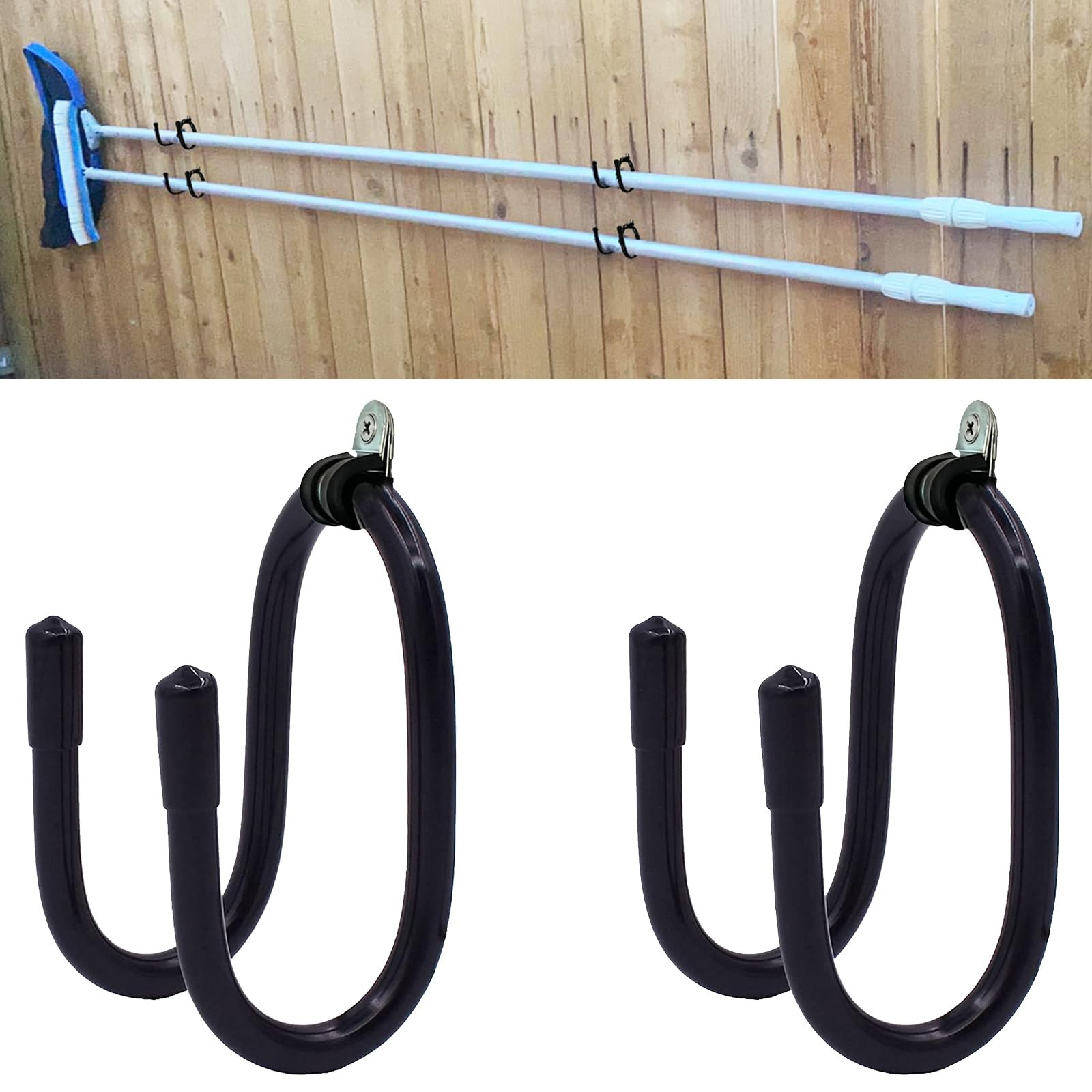 2 Pack Pool Pole Hanger/Hook Cleaning Tool Holder and Organizer for Poles