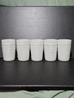 Vtg Anchor Hocking set Of 5 Milk Glass Drinking Glasses 4.5 Inch Hobnail Pattern
