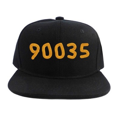 Custom snapback cap, custom zip code embroidered flat brim cap hat, zip code cap