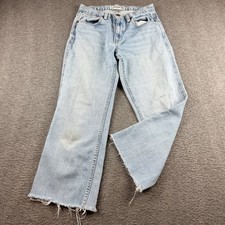 VTG OshKosh Bgosh Womens 6R Light Wash Raw Hem Straight Leg Distressed Jeans