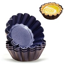 12Pcs Mini Round Nonstick Tart Pan Tartlet Molds Egg Tart Tin Muffin Cake Molds