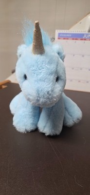 FAO Schwarz Sparklers Baby Unicorn Light Blue Gold Glitter 6'' Stuffed Plush