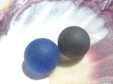 Sea Glass, Two Translucent Shooter Marbles Cobalt Blue and Smokey Gray