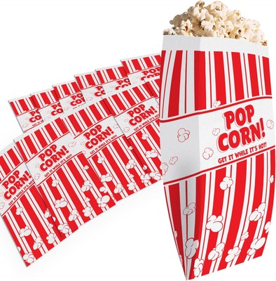 Leak-proof, 2oz Grease Resistant Popcorn Bags 100 Pack, Retro Red and White 