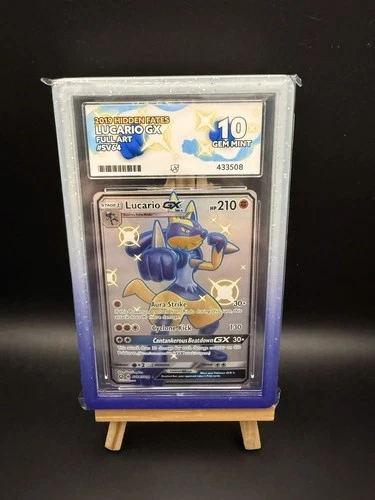 Pokémon TCG Lucario GX SV64/SV94 Hidden Fates ACE 10 - PERFECT SUBGRADES