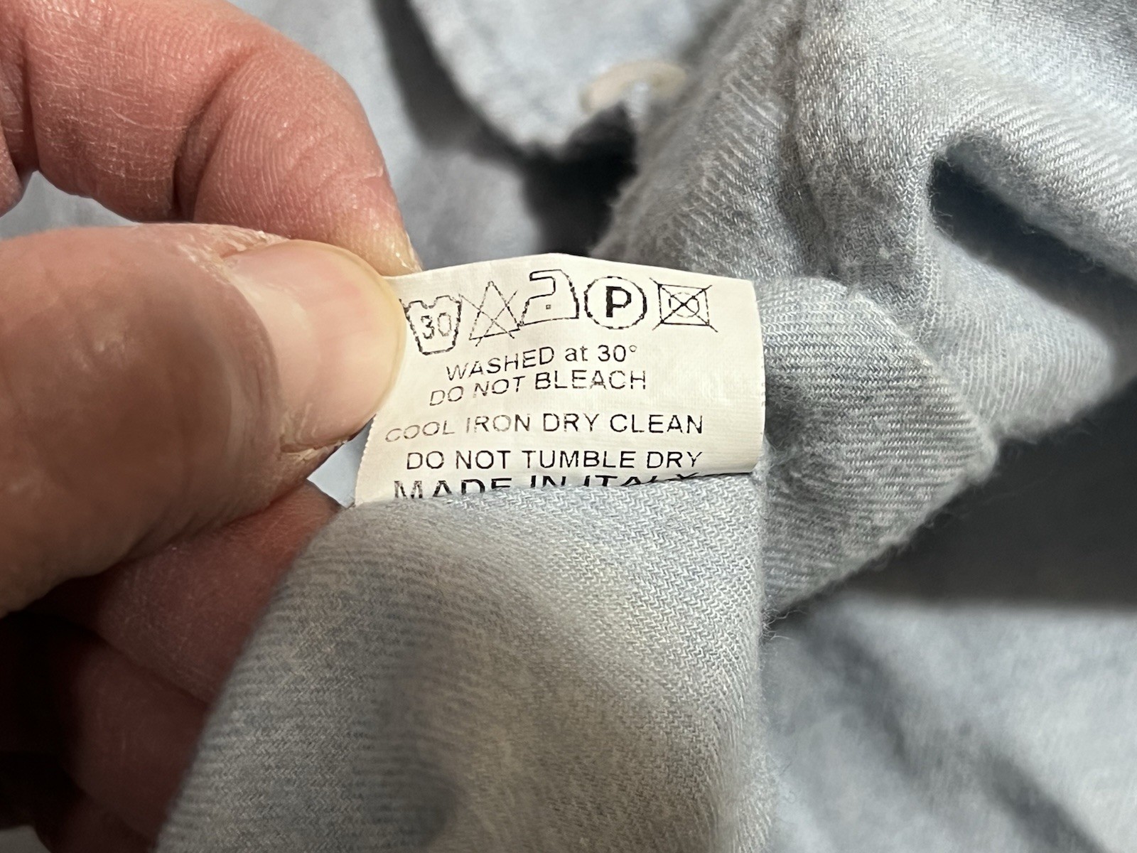 Canali Button Up Shirt Men's S Wool Blend Long Sleeve Light Blue Made in Italy