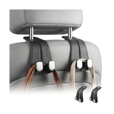 2 Pack Car Purse Hooks, Leather Car Headrest Hooks for Purses Bags Black