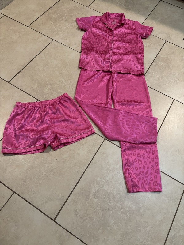 Juicy Couture Girl’s 3 Pc Pajama Set Hot Pink Size 10/12