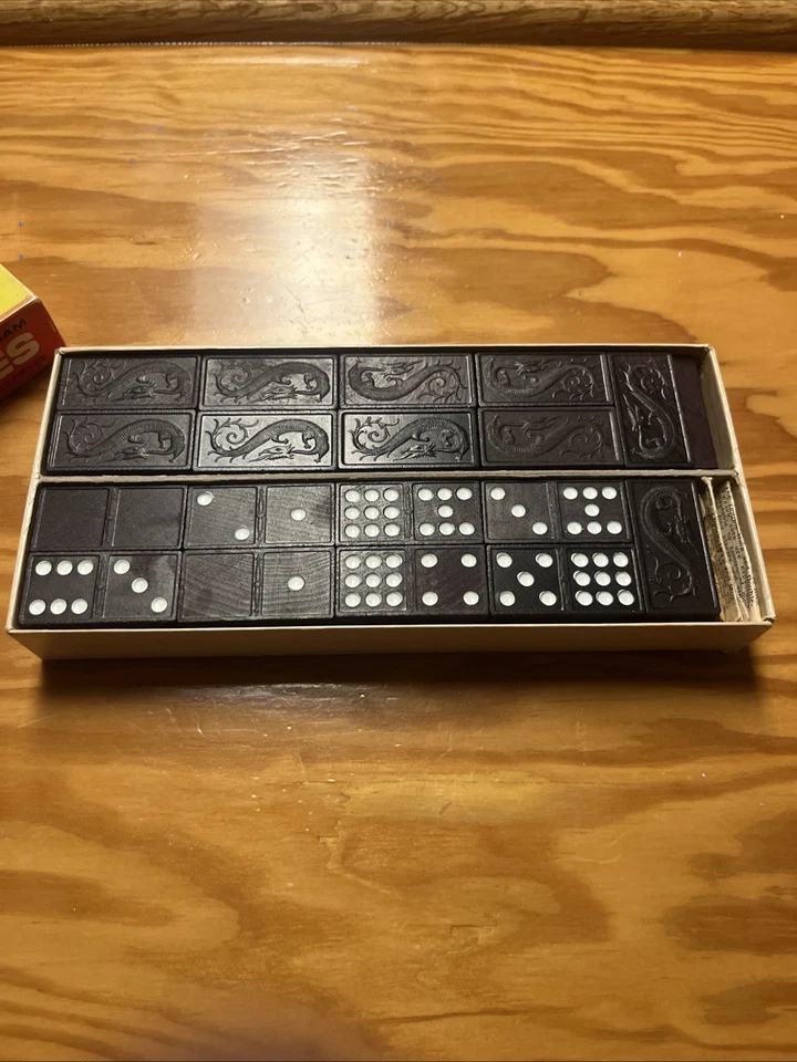Dominó Halsam Doble Nueve Dragón Madera en Caja Nº 920 55 piezas completas Foto 2 de 4