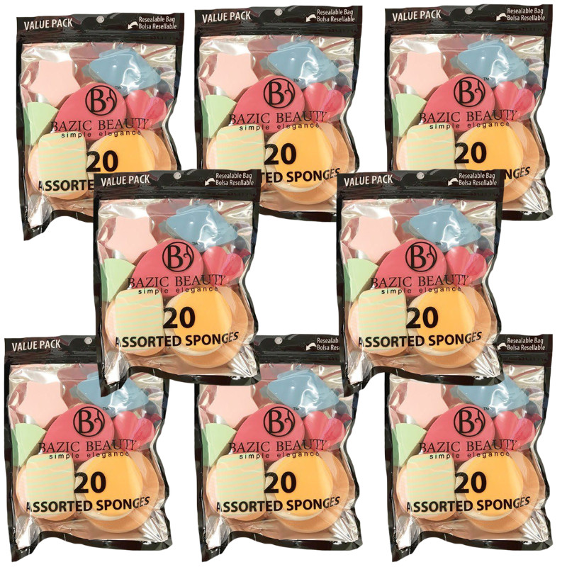 Bazic Beauty 20-Pc Makeup Blender Sponge Set for Liquid & Powder Cosmetic Tools