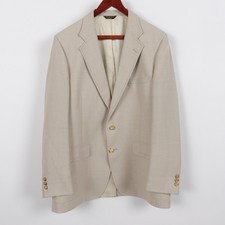 Vintage Palm Beach Sport Coat 46 L Men  s Cream Blazer Hopsack Jacket 80s 90s