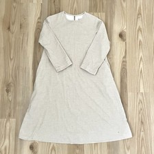 MUJI Flannel Shirt Midi Dress Pullover Pockets Minimalist Beige size Small