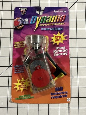 Vintage Hand Crank Dynamo Flashlight Clear Case Self-Powered New