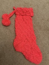 Next Chunky Knit Neon Pink Christmas Stocking