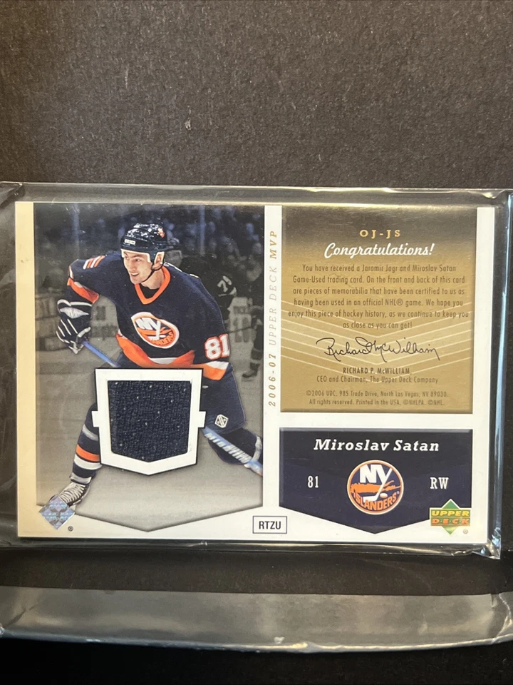 2007-08 Upper Deck MVP One on Dual Memorabilia Jaromir Jagr Miroslav Satan Foto 2 de 2