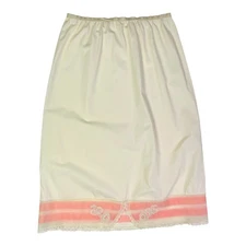 Vintage Unbranded Half Slip Pink Lace Trim 26" Long *Flaw