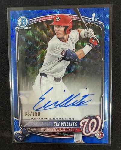 Eli Willits [Blue Wave Refractor] #CPA-EW 2025 Bowman Draft Chrome Prospect Autograph card