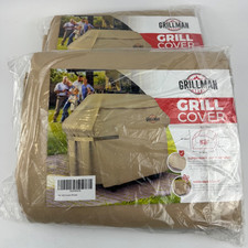 Grillman Grill Cover BBQ Outdoor Grill Covers Charcoal Gas Grills Tan, 58 in 2PK