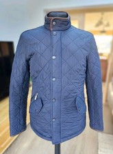 M1 Barbour Powell Mens Navy Blue Quilted Chelsea Style Fleece Lined Jacket, S