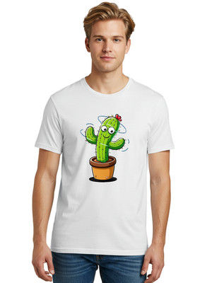 Cactus-Dancing-1 Mens Graphic Tee, 100% Cotton, Casual Summer Wear