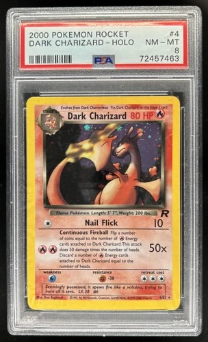 2000 Pokemon Team Rocket Dark Charizard Holo #4/82 PSA 8